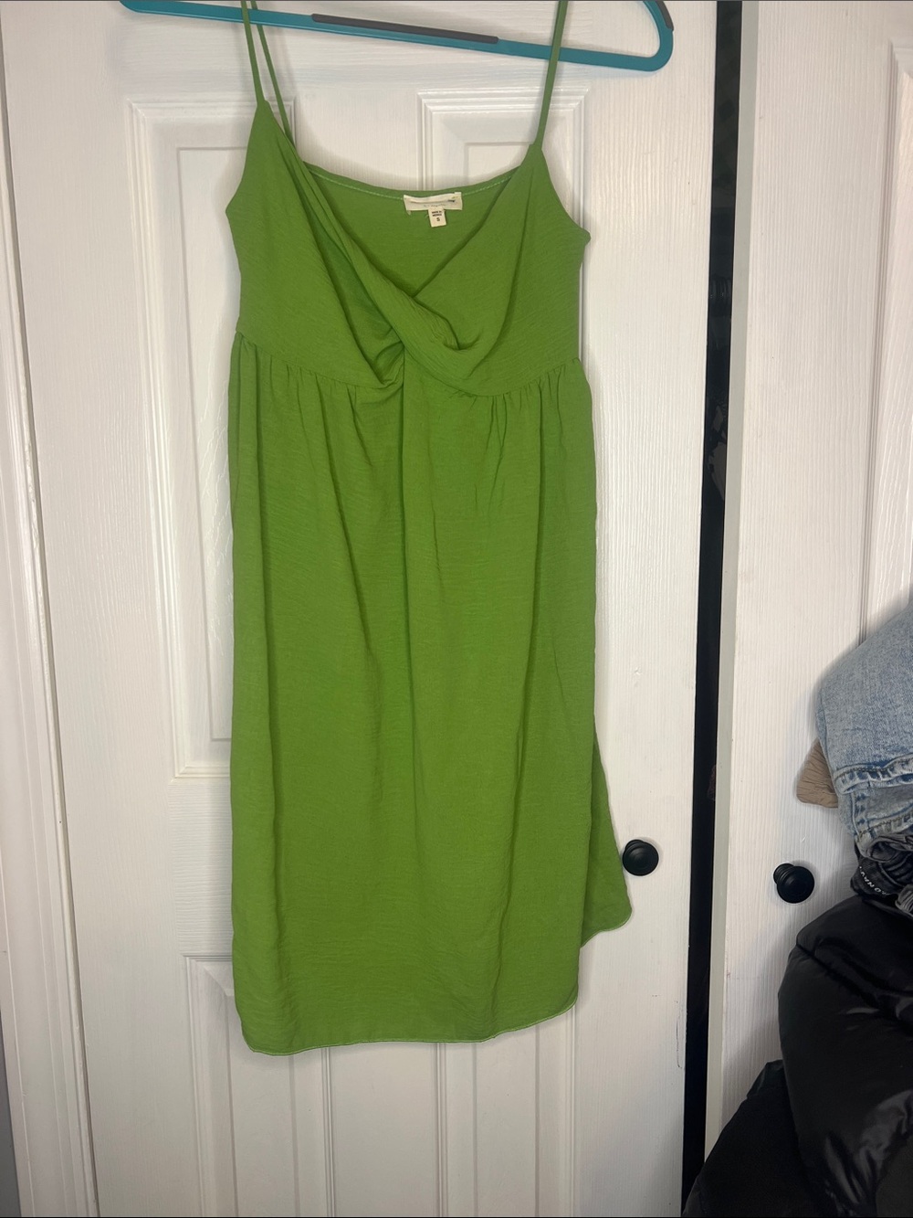 See You Monday Bright Lime Green Spaghetti-Strap Midi Dress size small